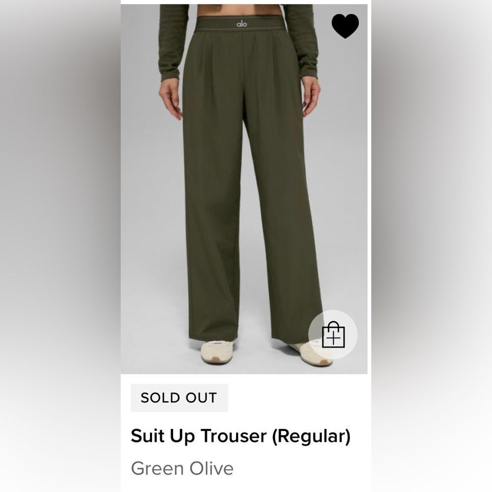 ALO Yoga Green Olive Suit Up Trousers